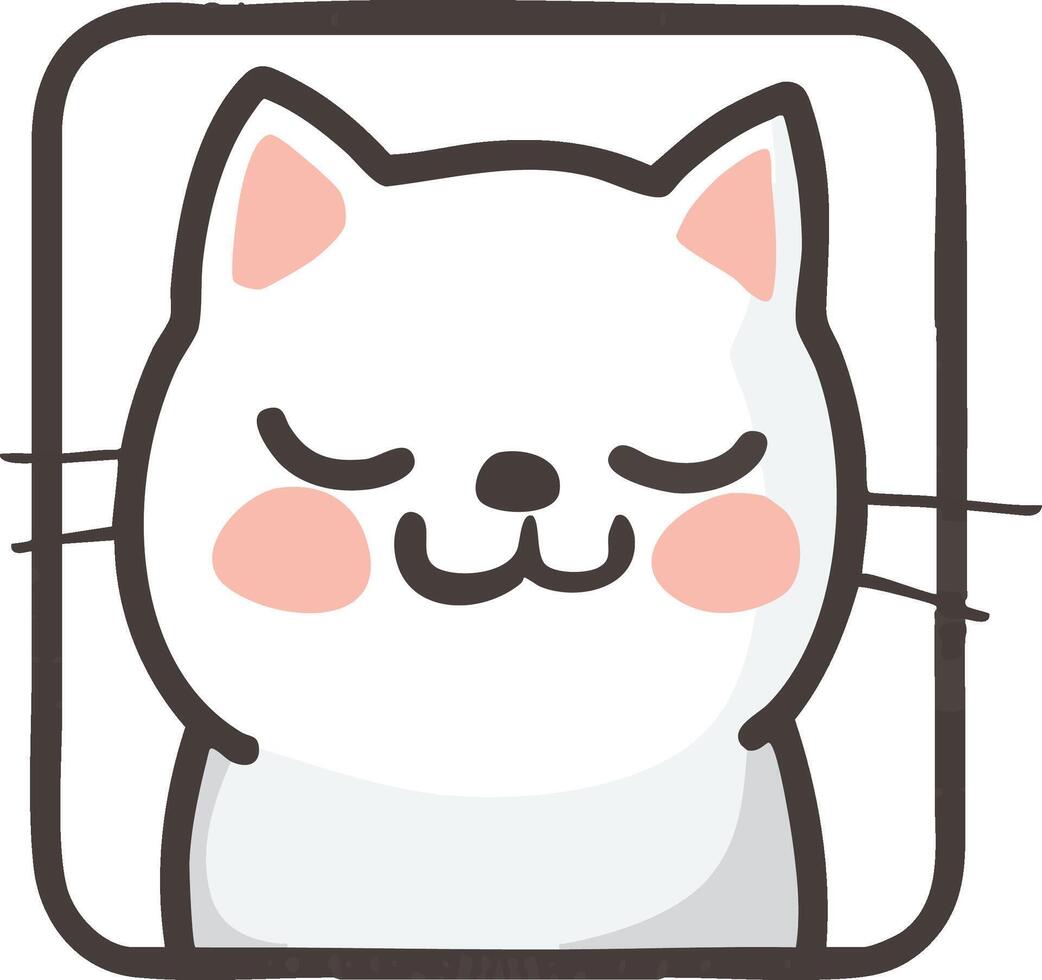 Cute white cat emoji with calm expression vector