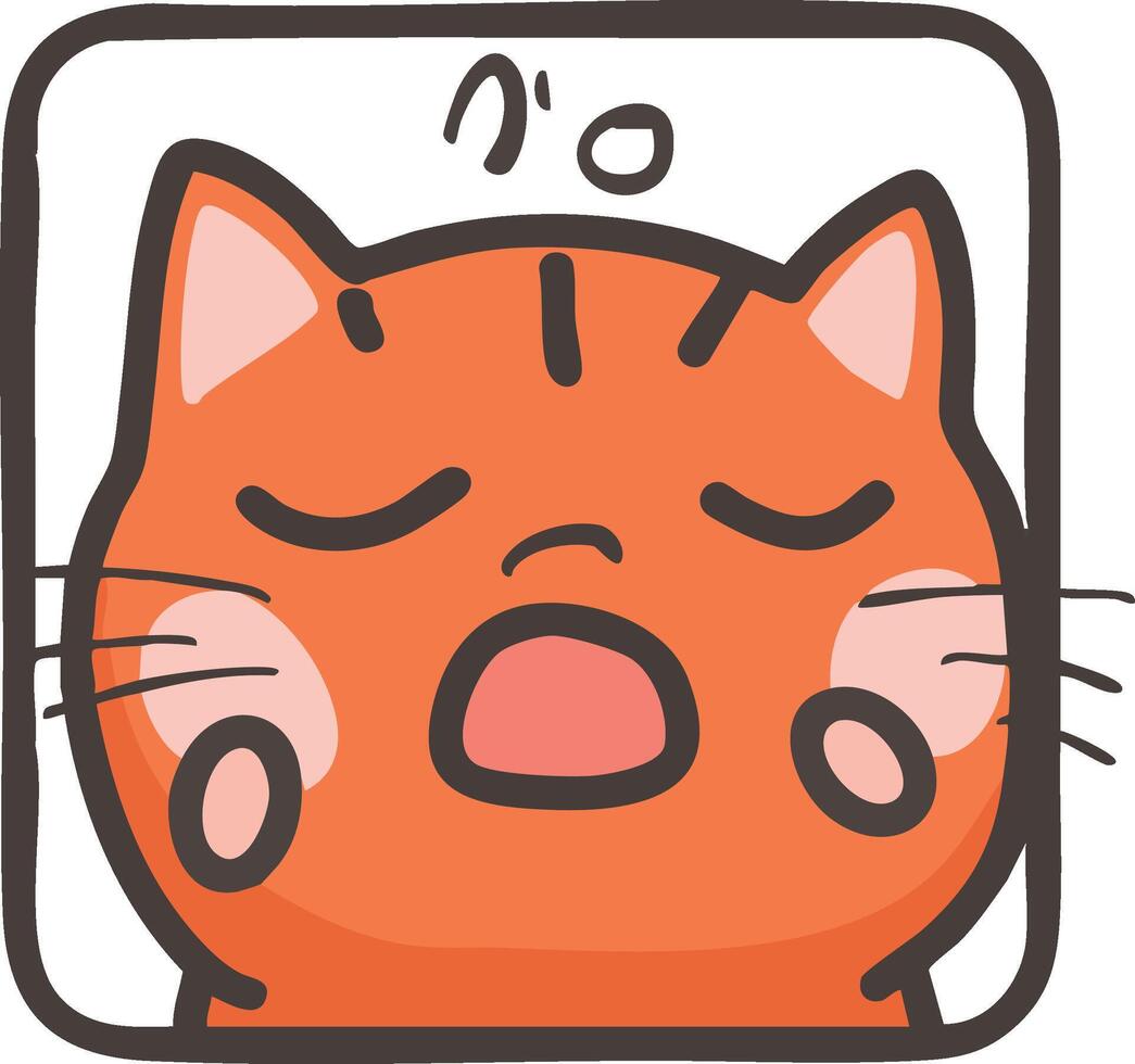 Cute orange cat emoji yawning sleepily vector
