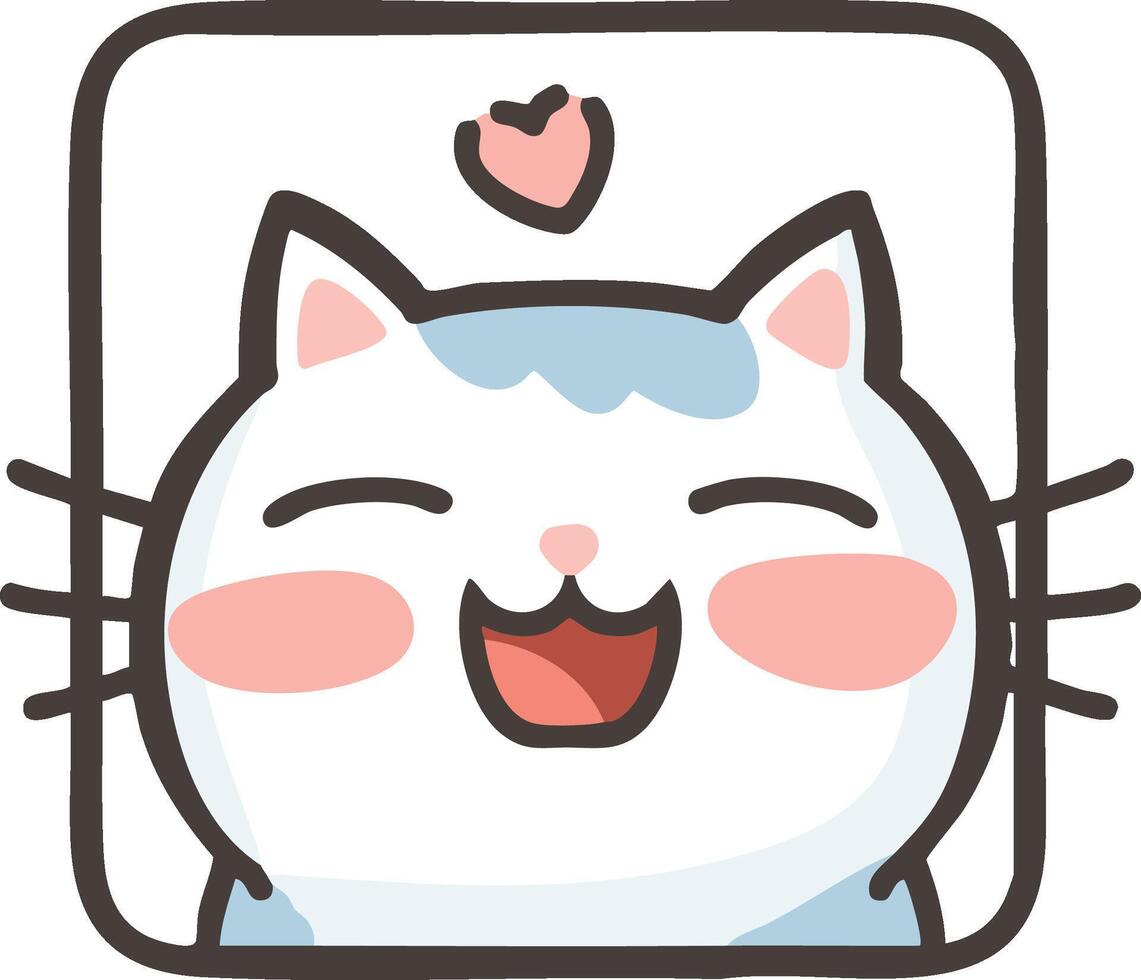 Cute cartoon cat with happy smile and heart vector