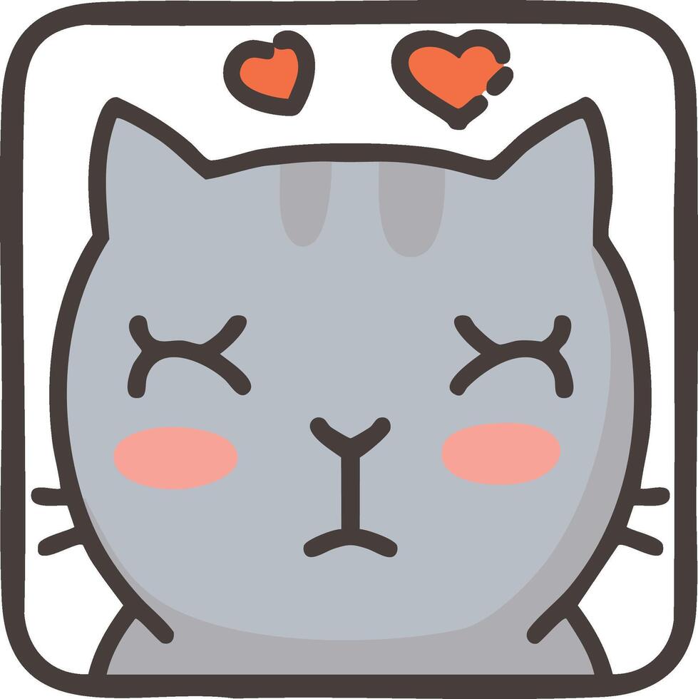 Cute gray cat emoji with loving expression vector