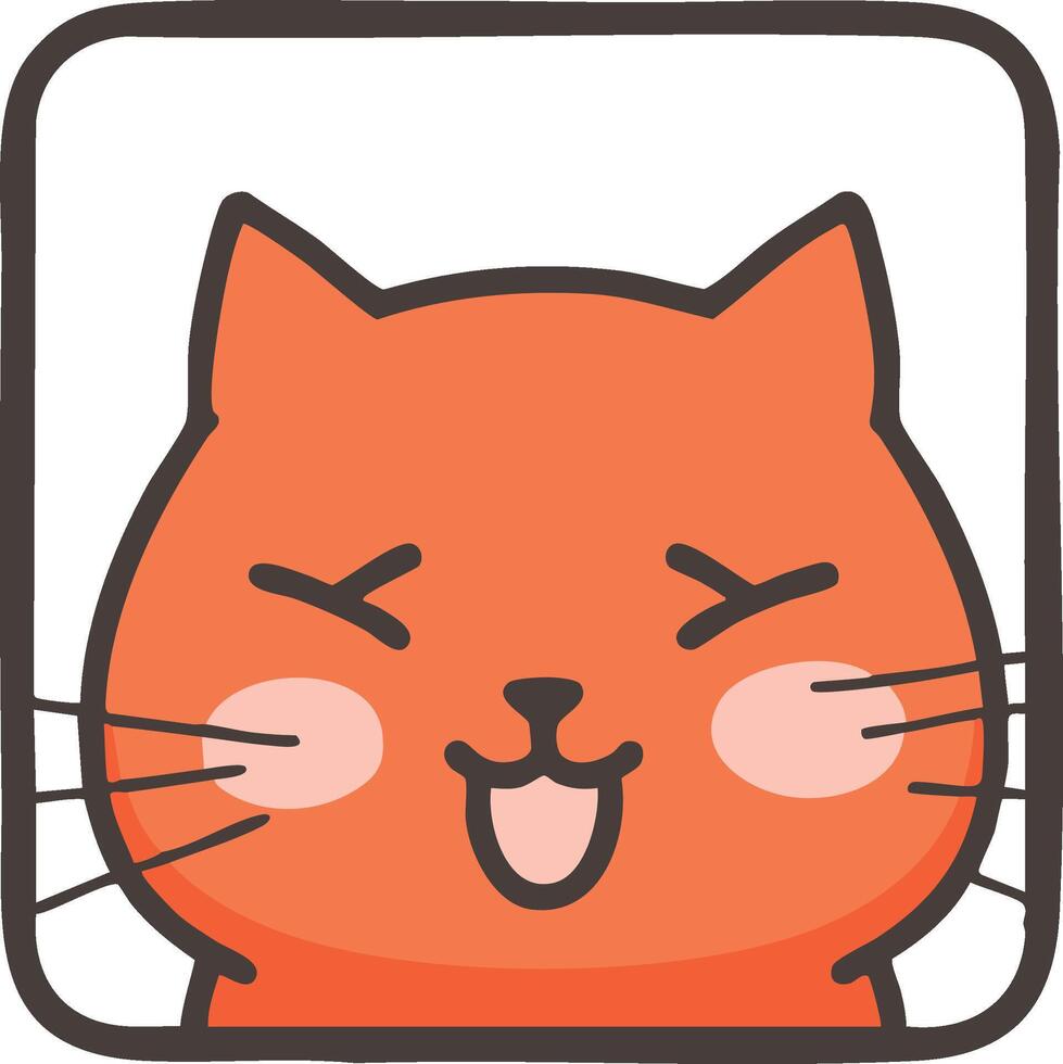 Cute orange cat emoji with joyful expression vector