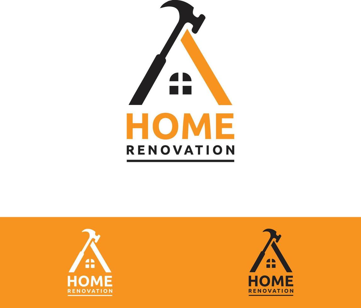 Home Renovation Logo with Hammer and House Icon vector
