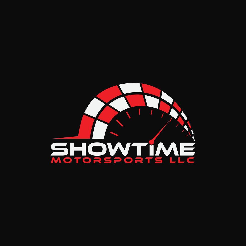 Motorsports Logo Design with Speed Gauge and Checkered Flag Logo vector