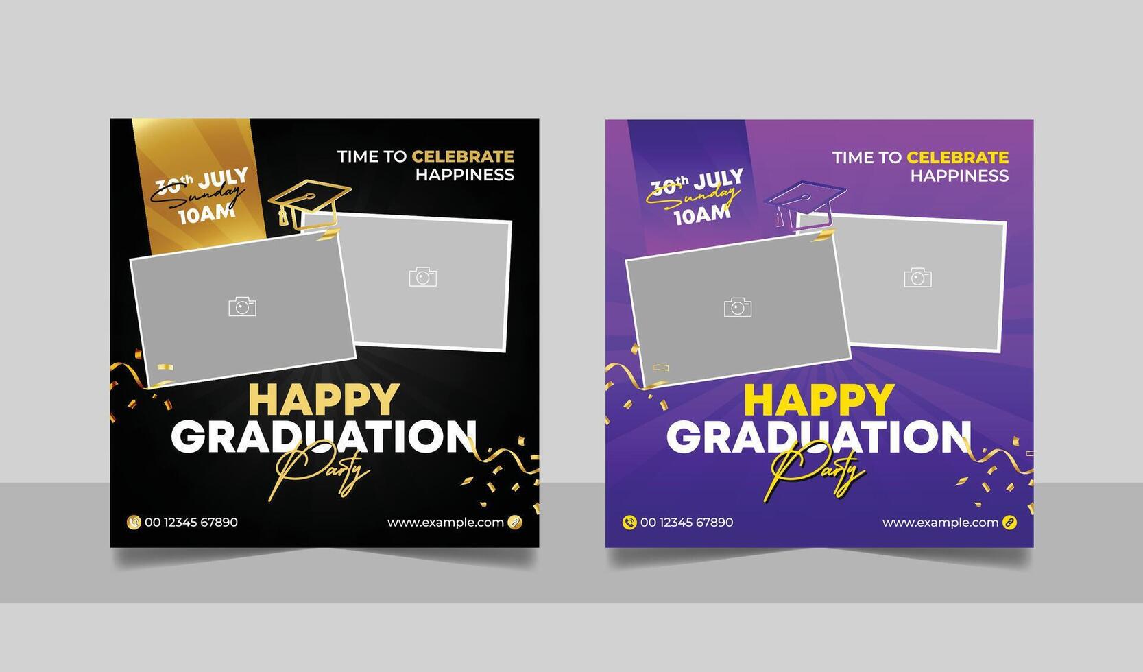 Graduation event greeting template vector