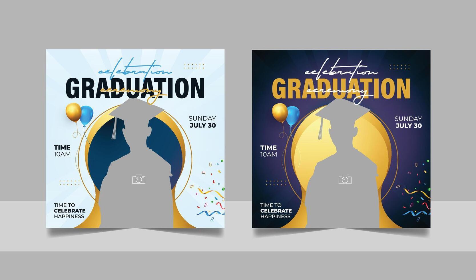 Graduation event greeting social media post education celebration square flyer wishes banner template vector