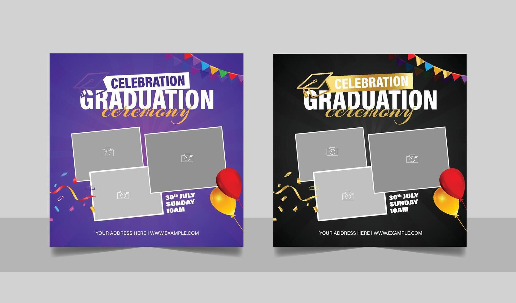 Graduation event greeting social media design vector