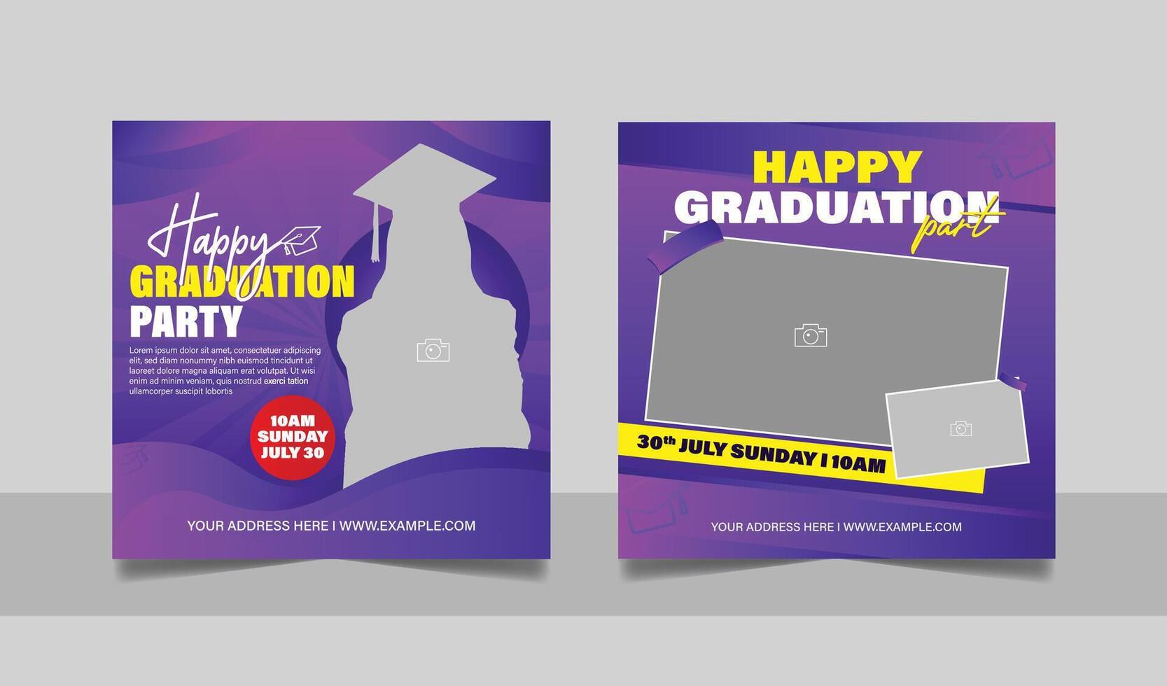 Graduation party greeting social media post banner template vector