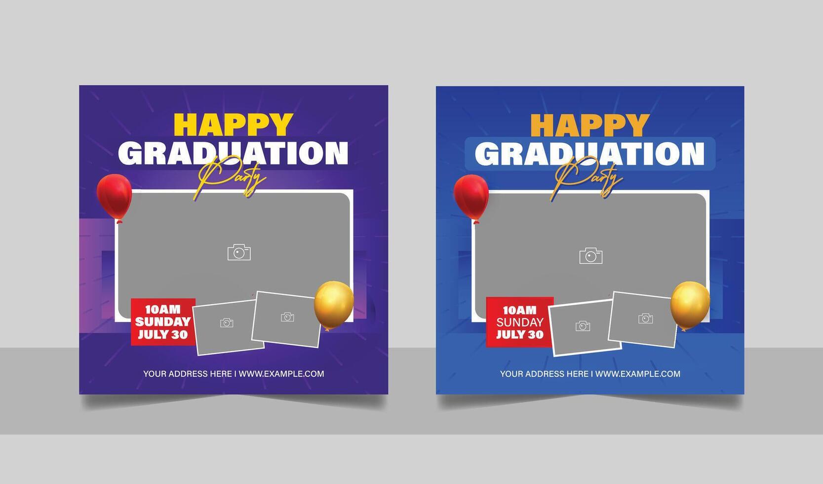 Social media post graduation event celebration square flyer wishes banner template vector