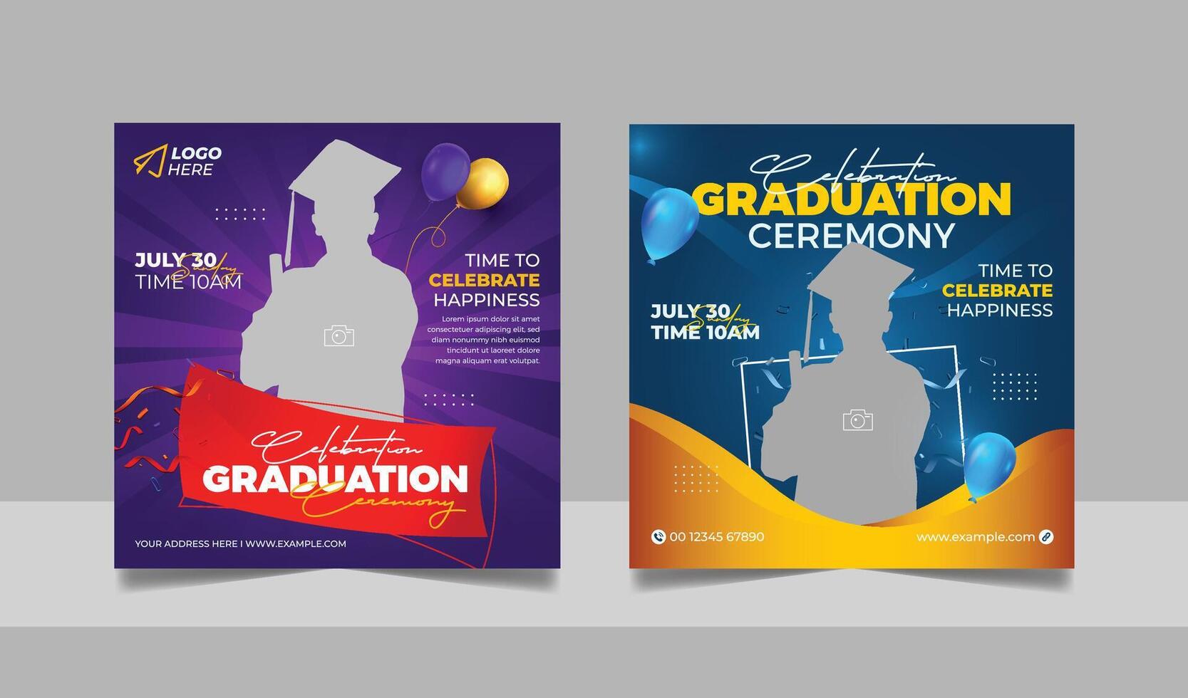 Graduation event greeting banner. Social media post banner for college graduation greetings vector