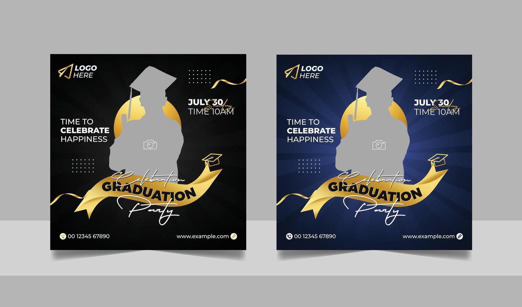 Graduation event greeting social media post education celebration square flyer vector