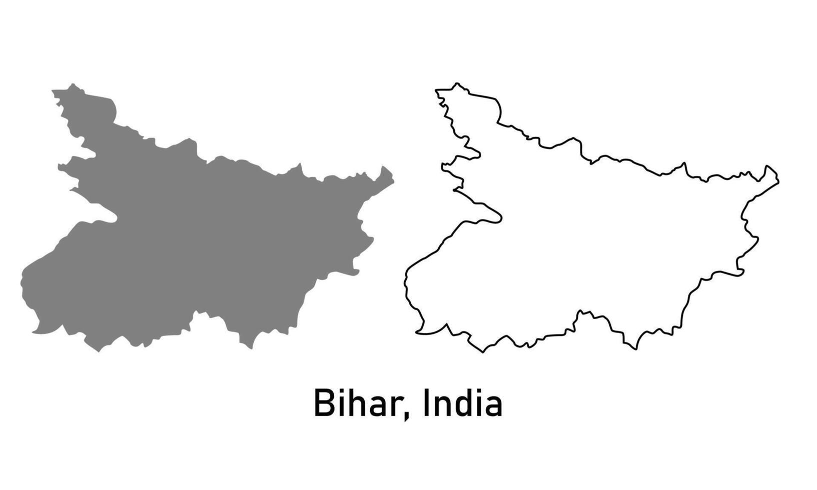 Bihar map illustration isolated on background. map in black, gray, and outlines vector