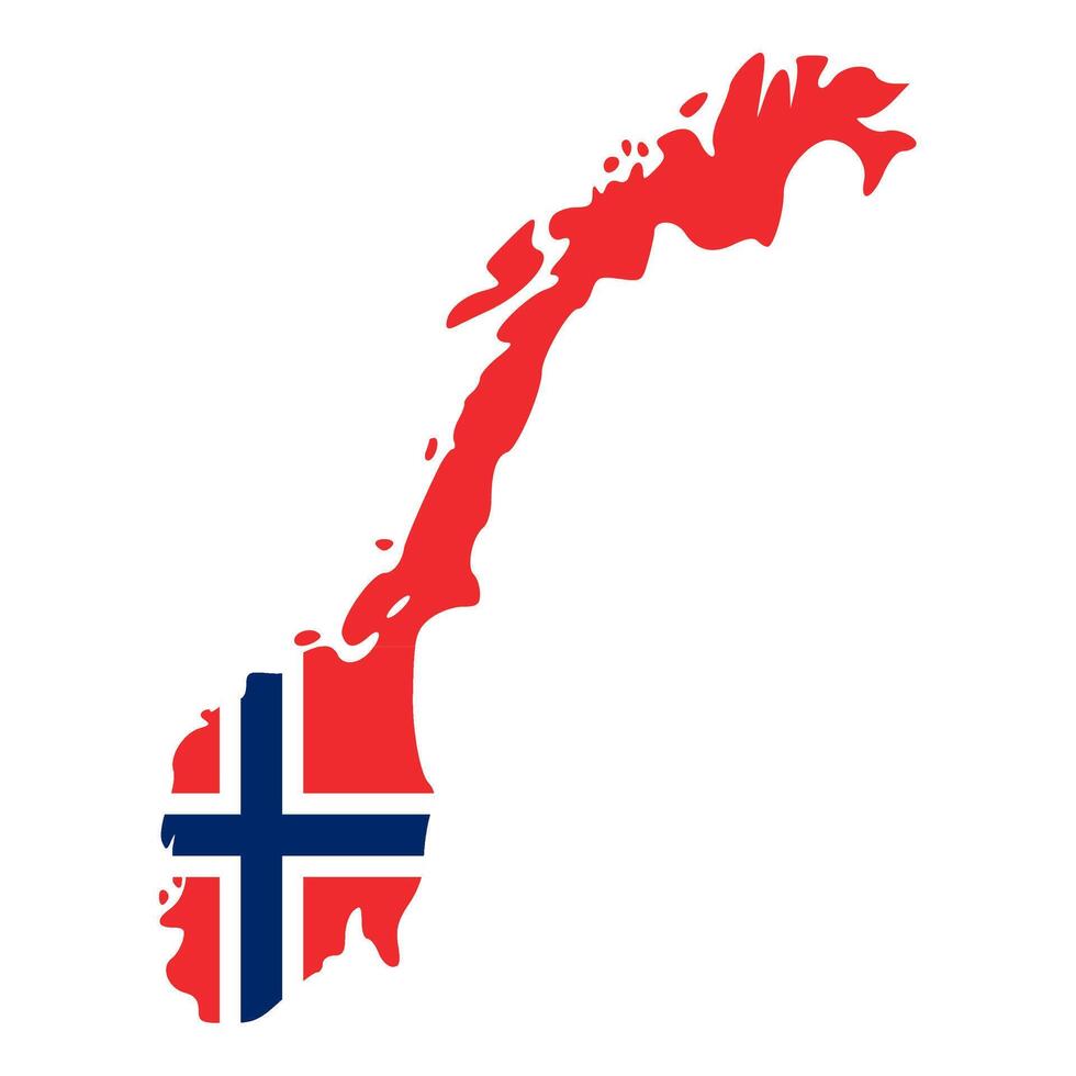 Illustration of the Combined Map and Flag of norway vector