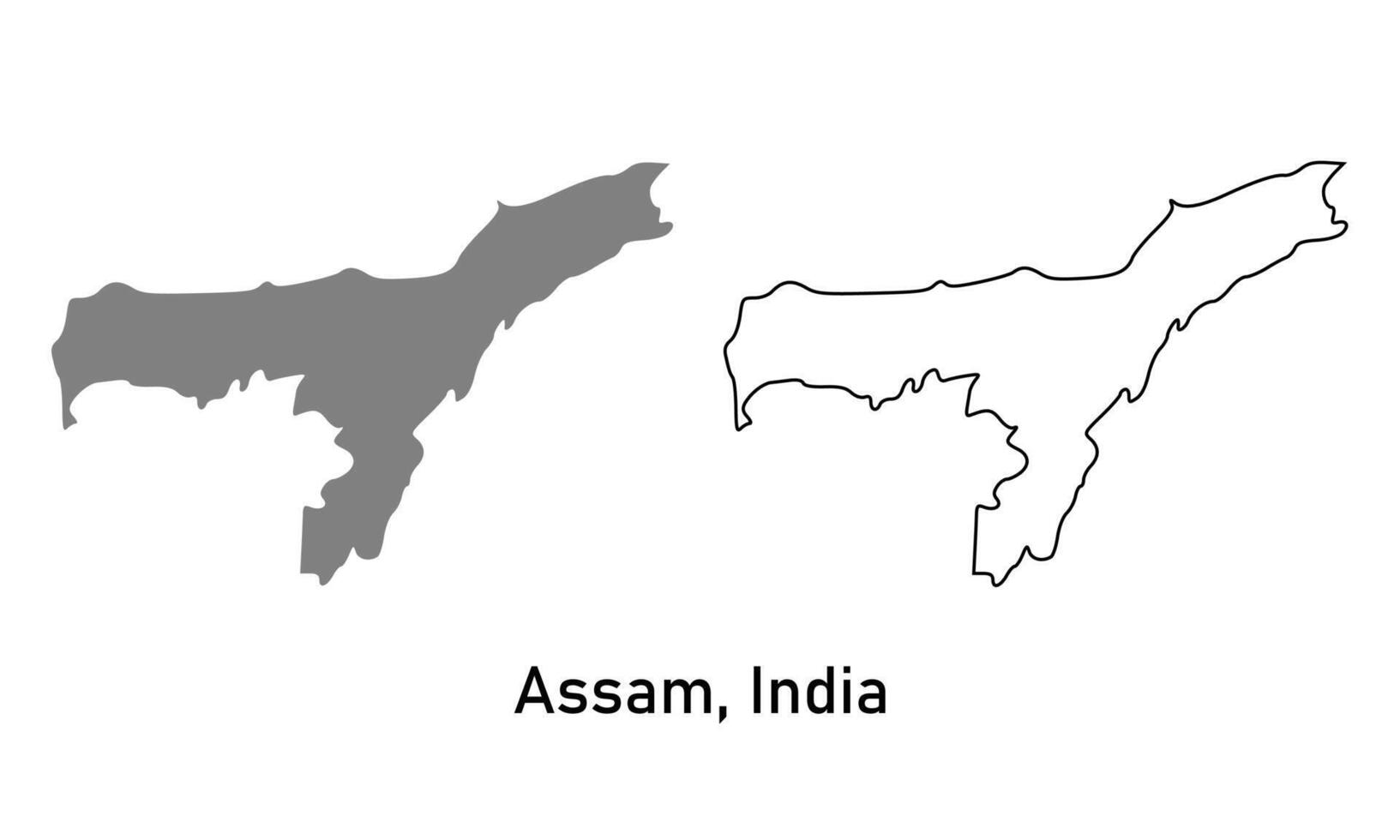 Assam map illustration isolated on background. map in black, gray, and outlines vector