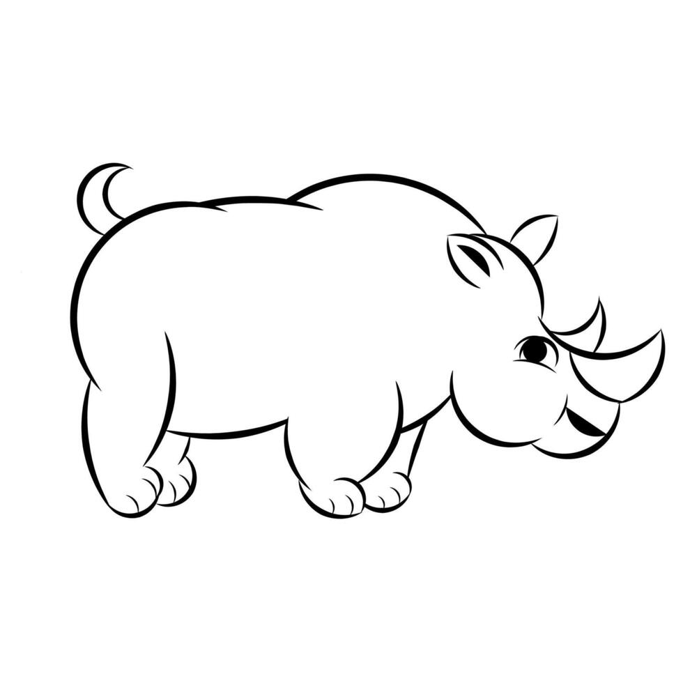 Rhinoceros outline drawing graphic illustration vector