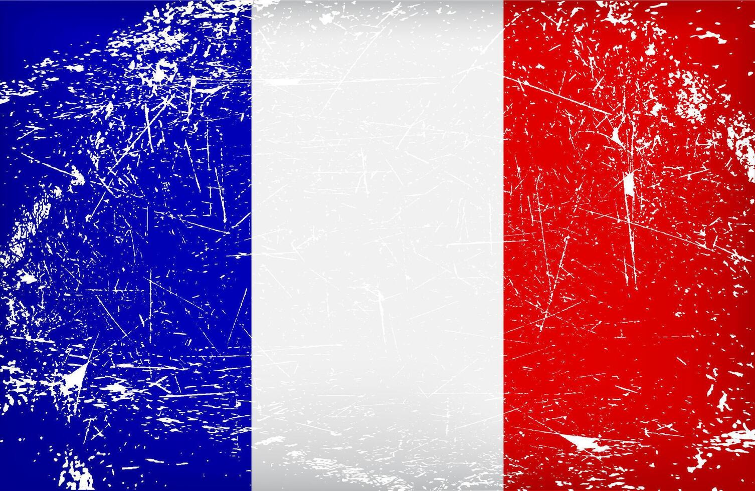 Distressed French Flag with Grunge Texture and Scratches vector