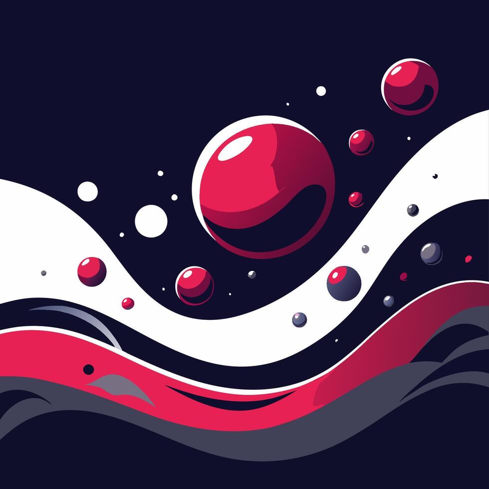 Creative digital artwork showcasing fluid dynamics and spherical forms vector