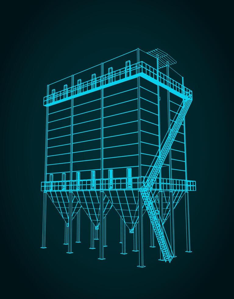 Dust extraction system blueprint vector