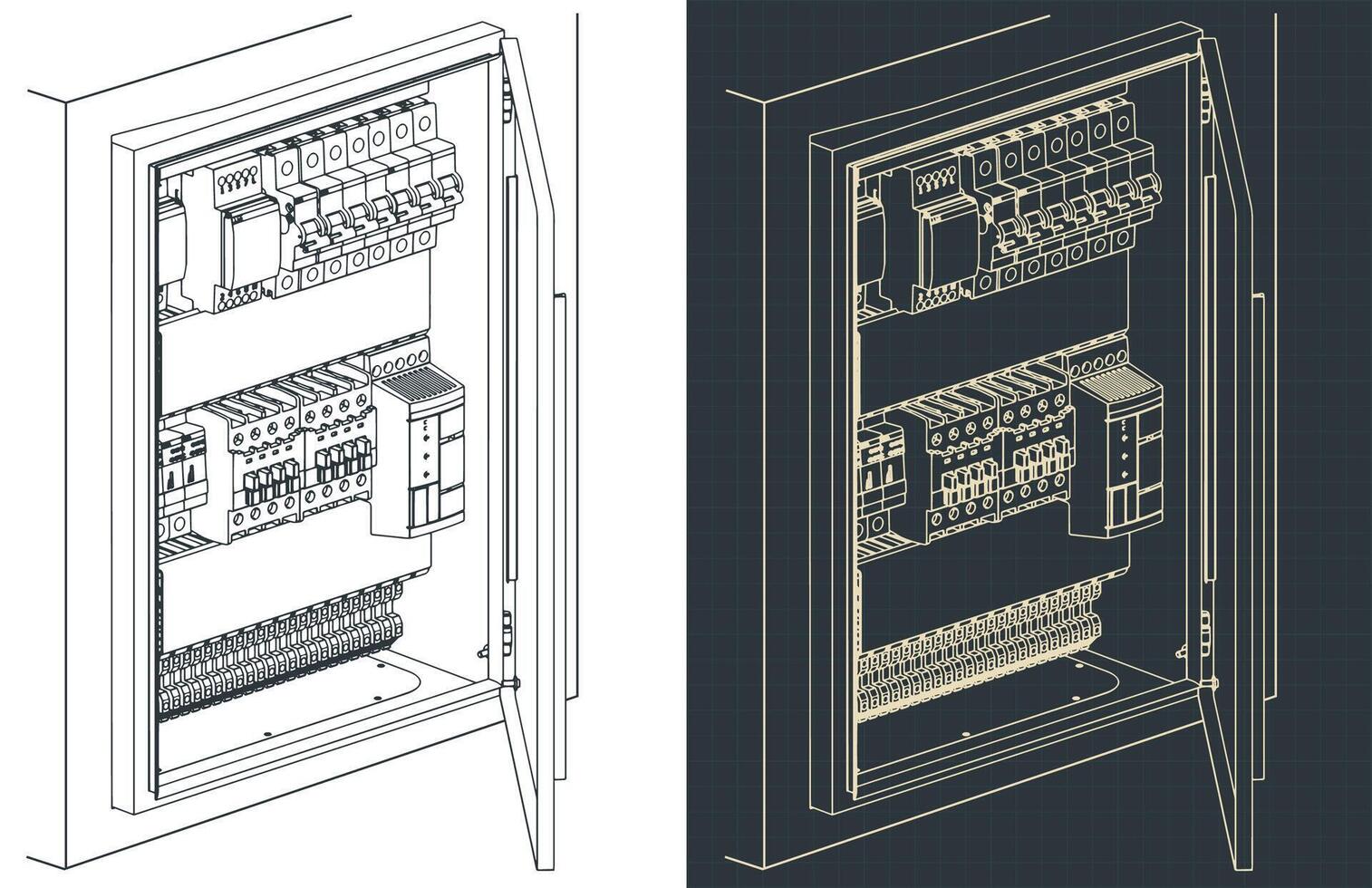 Electrical panel board drawings vector