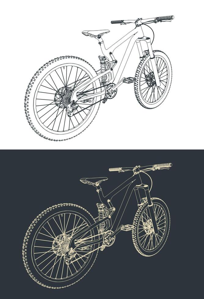 Freeride mountain bike sketches vector