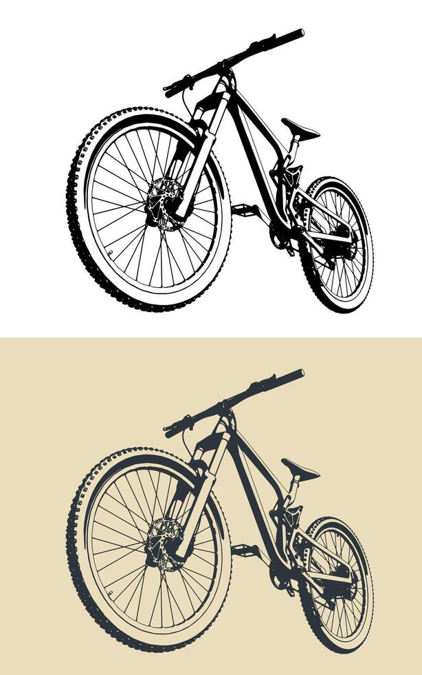 Freeride mountain bicycle illustrations vector