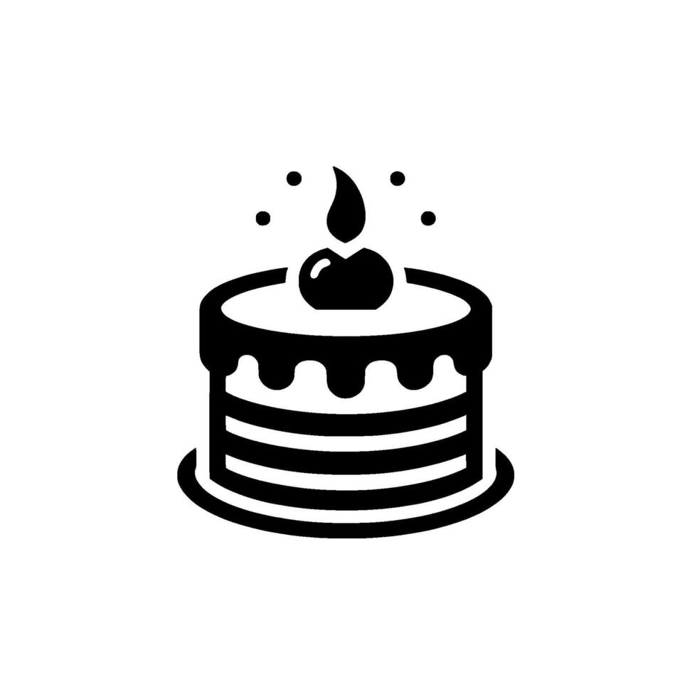 Minimalist Black and White Cake Featuring a Cherry and Sprinkles, Perfect for Celebrations. vector