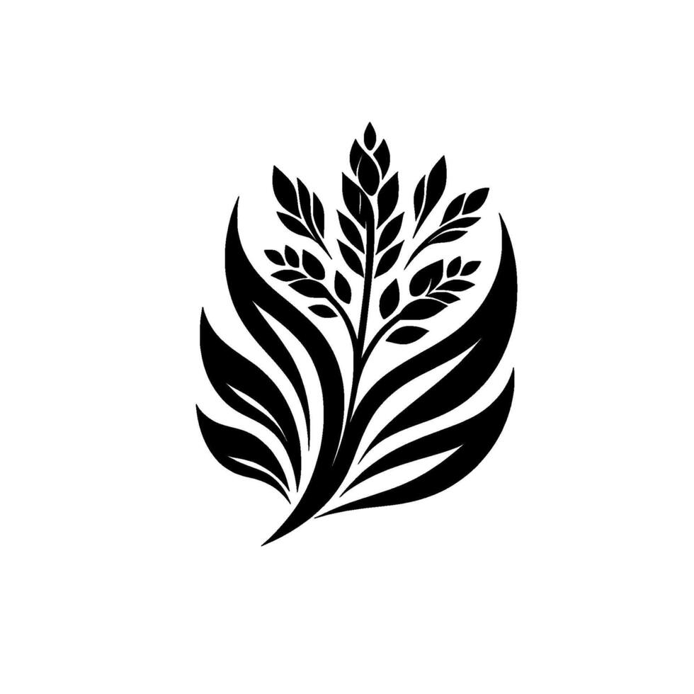 A minimalist black and white illustration featuring stylized plant elements with symmetrical arrangement and natural theme for a or design. vector