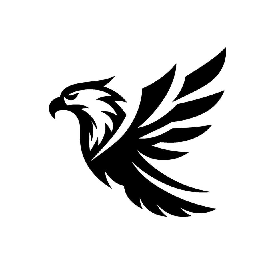 A powerful black and white eagle with outstretched wings, showcasing boldness and dynamism. vector