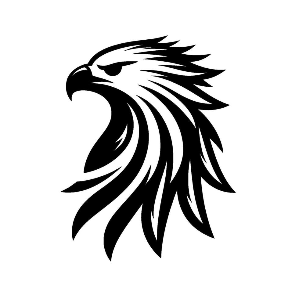 Bold Black and White of an Eagle Head, Depicting Strength and Majesty, Clean on White Background. vector