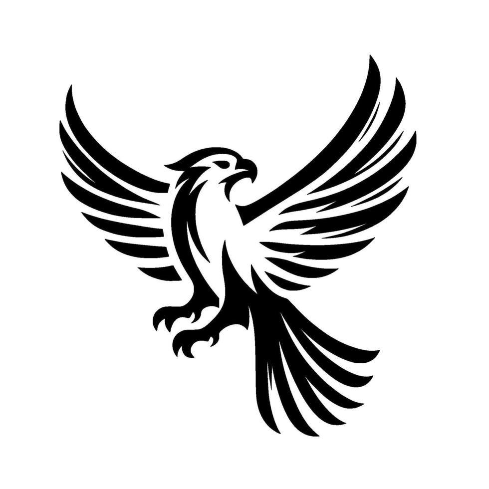Majestic Black and White Eagle with Outstretched Wings in Flight, Minimalist Design, Clean Aesthetic. vector