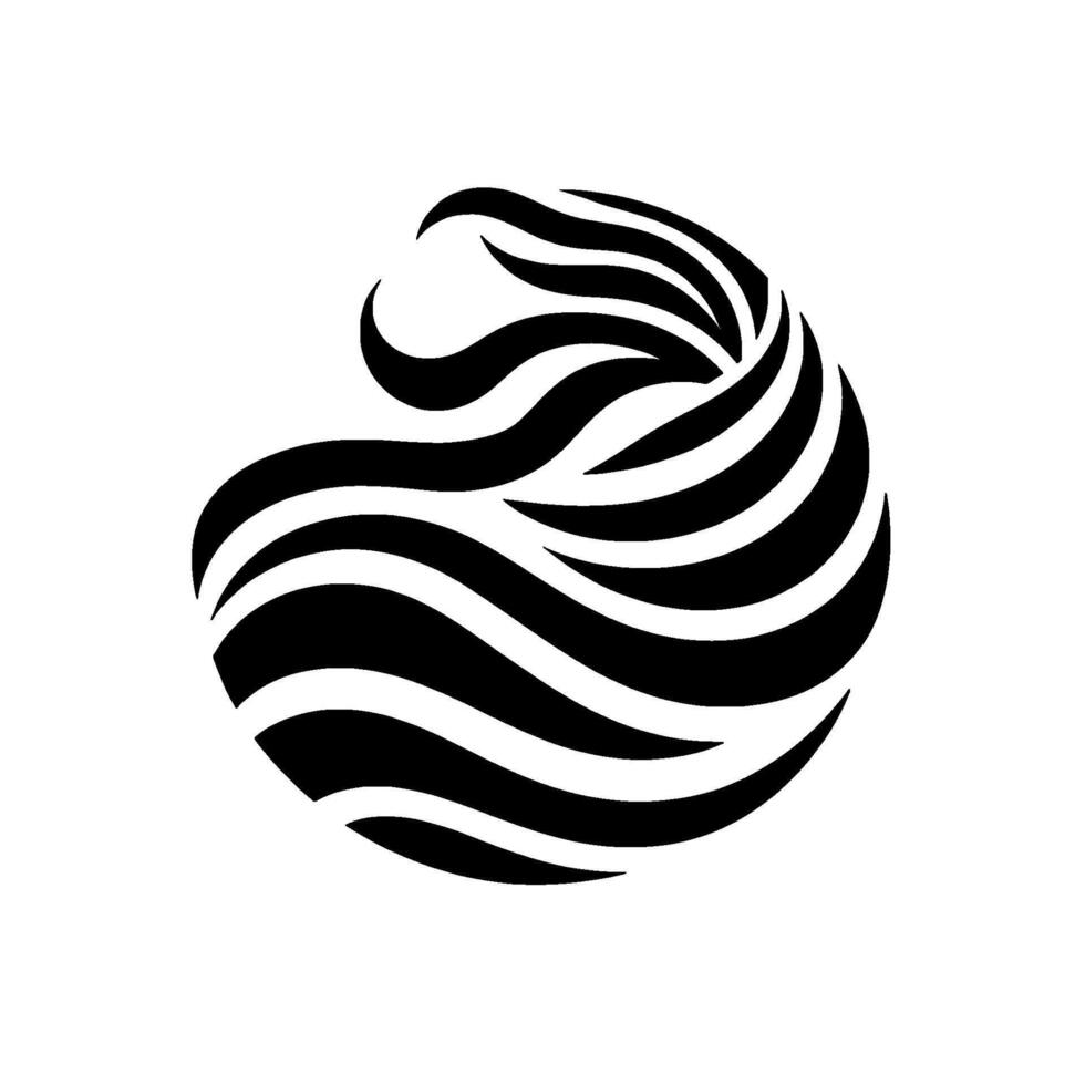 Abstract Black and White Design Swirling, WaveLike Form with a Rounded Shape on a Clean, White Background, Simple and Modern Concept. vector