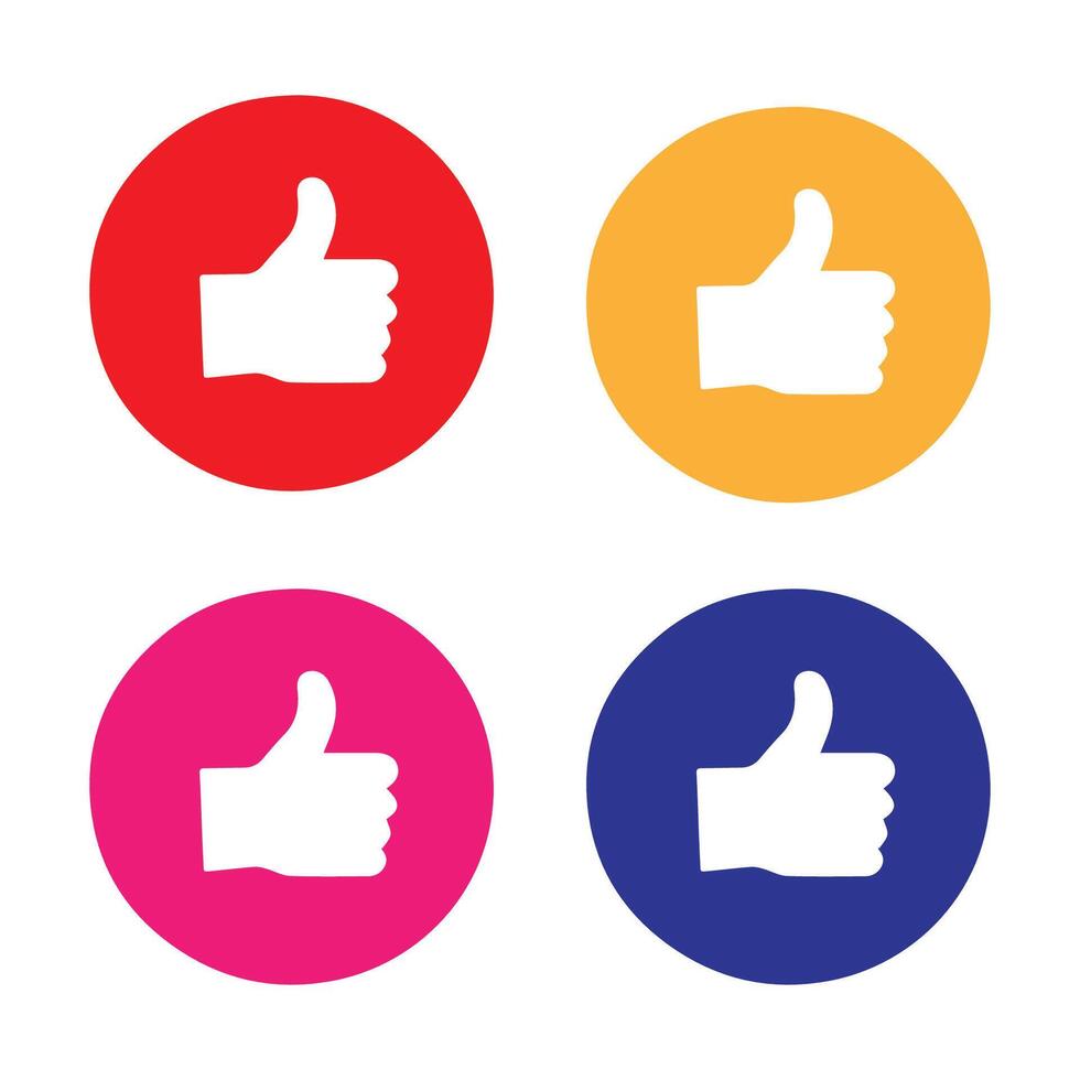 four thumbs up icons in different colors vector