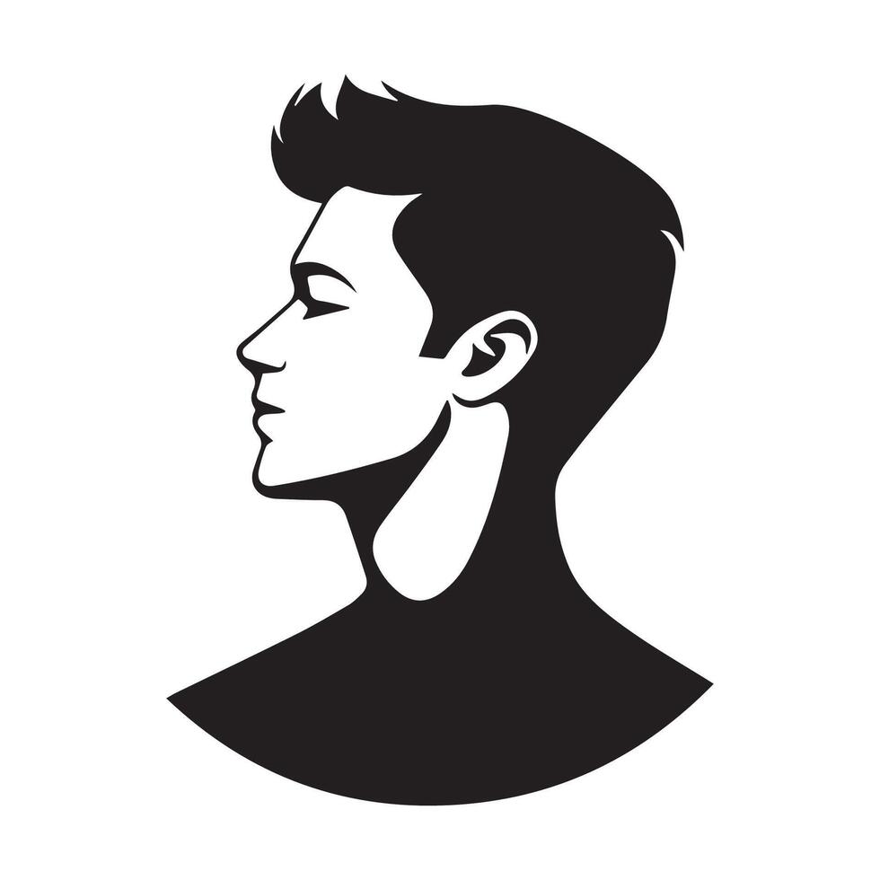a silhouette of a man's head with a short haircut vector