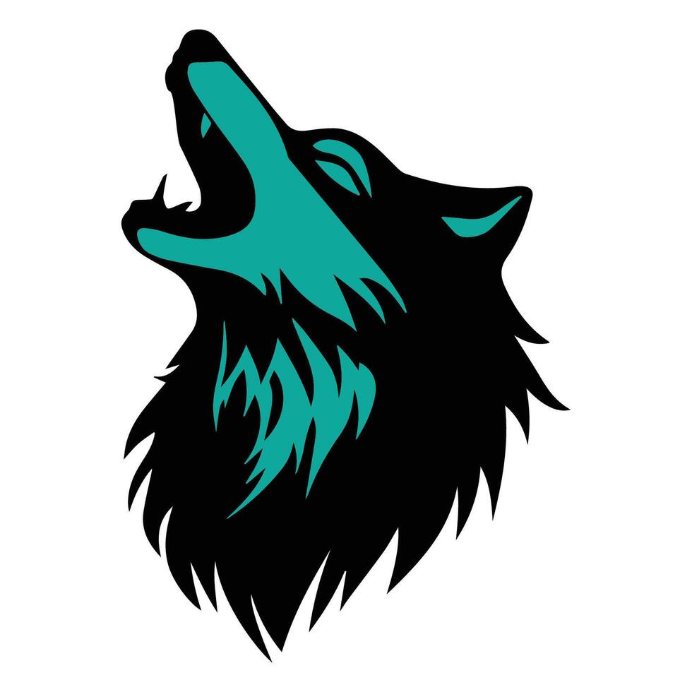 wolf head with a black and green background vector
