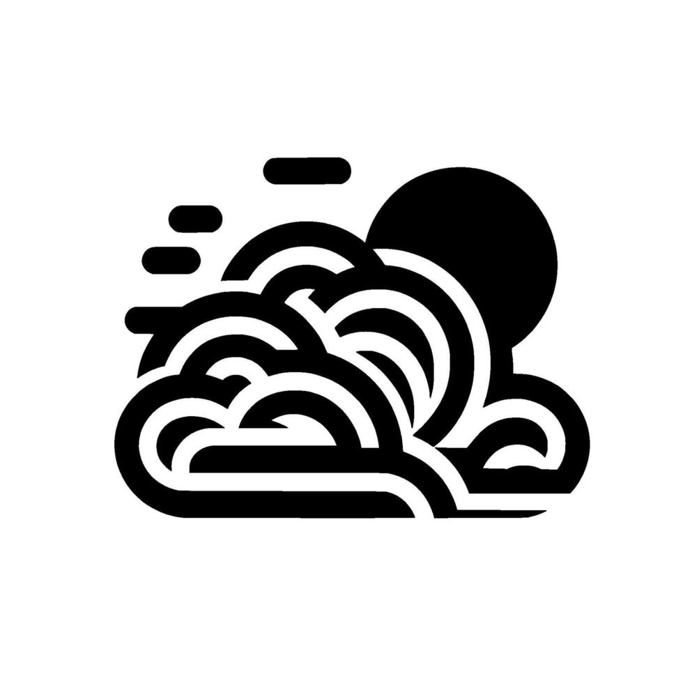 Minimalist Black and White Geometric Composition Stylized Cloud, Sun, and Atmospheric Elements. vector