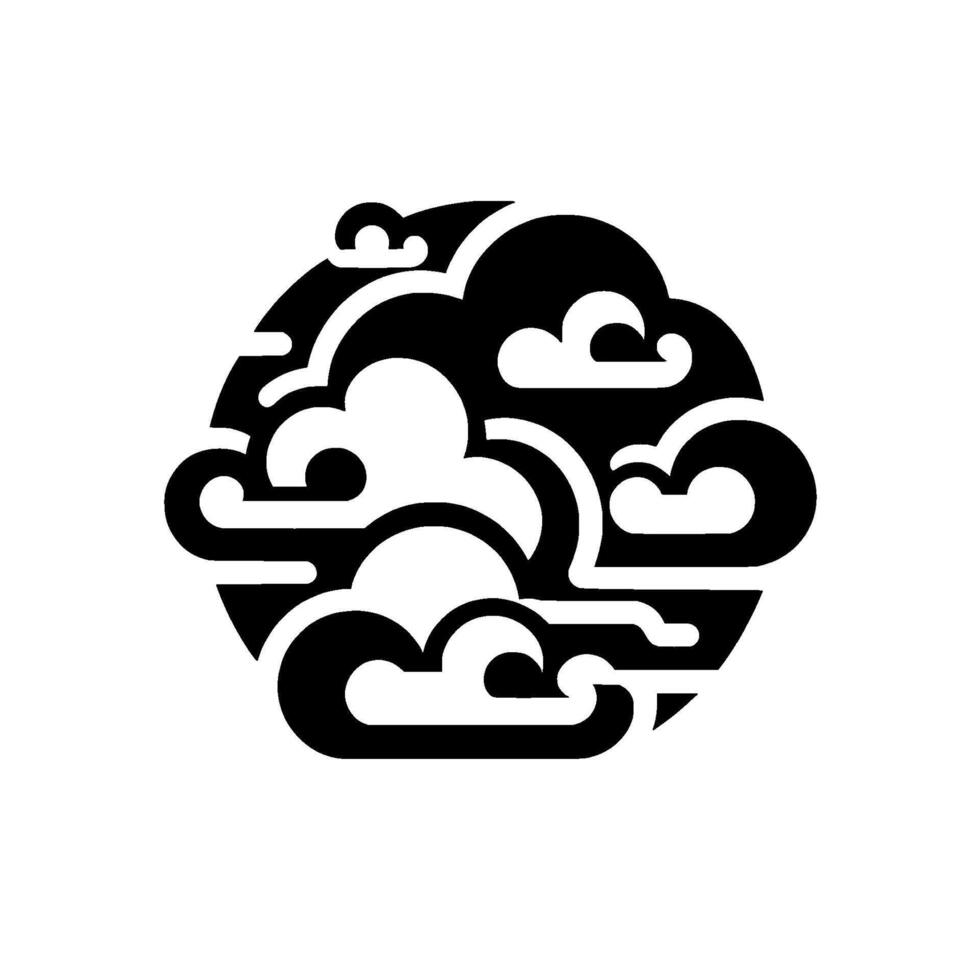 Intricate Minimalist Cloudscape A Spherical Composition of Black and White, Illustrating an Abstract and Decorative Celestial Scene. vector