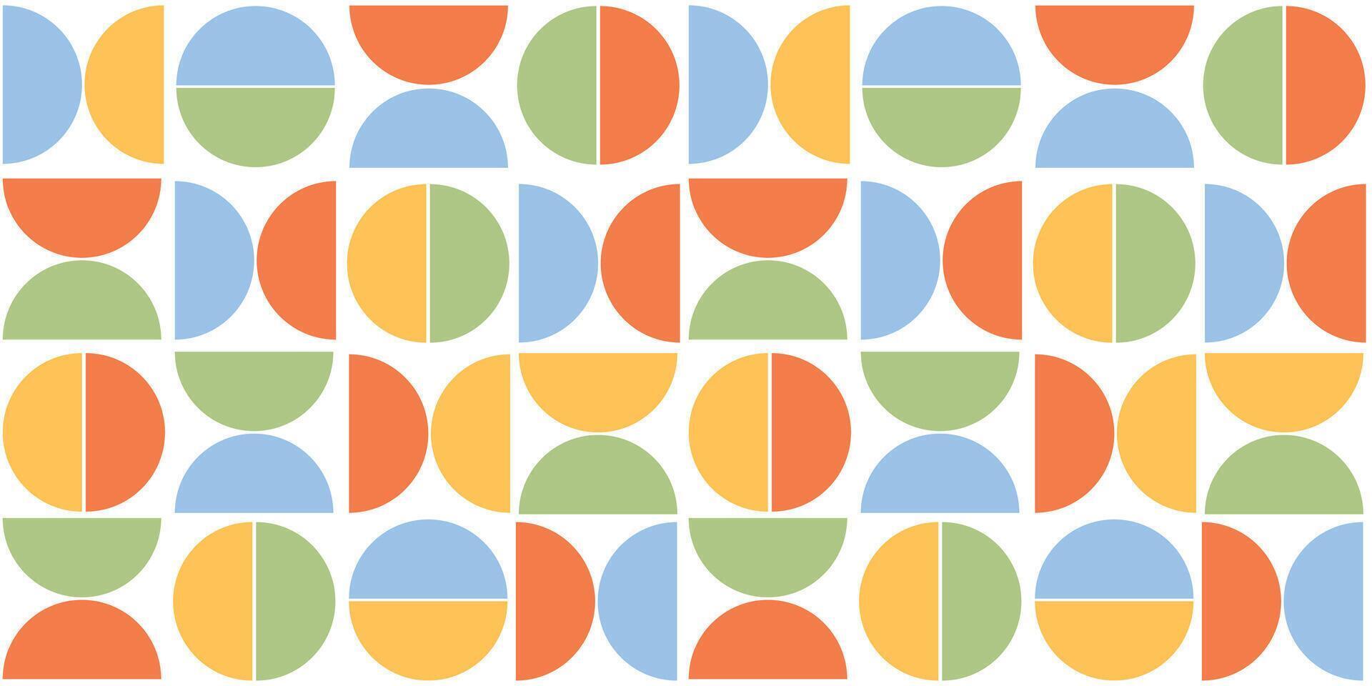 Bauhaus seamless pattern with colorful shapes for wallpaper, textile prints, backgrounds, banners, wrapping paper, packaging, etc. EPS 10 vector