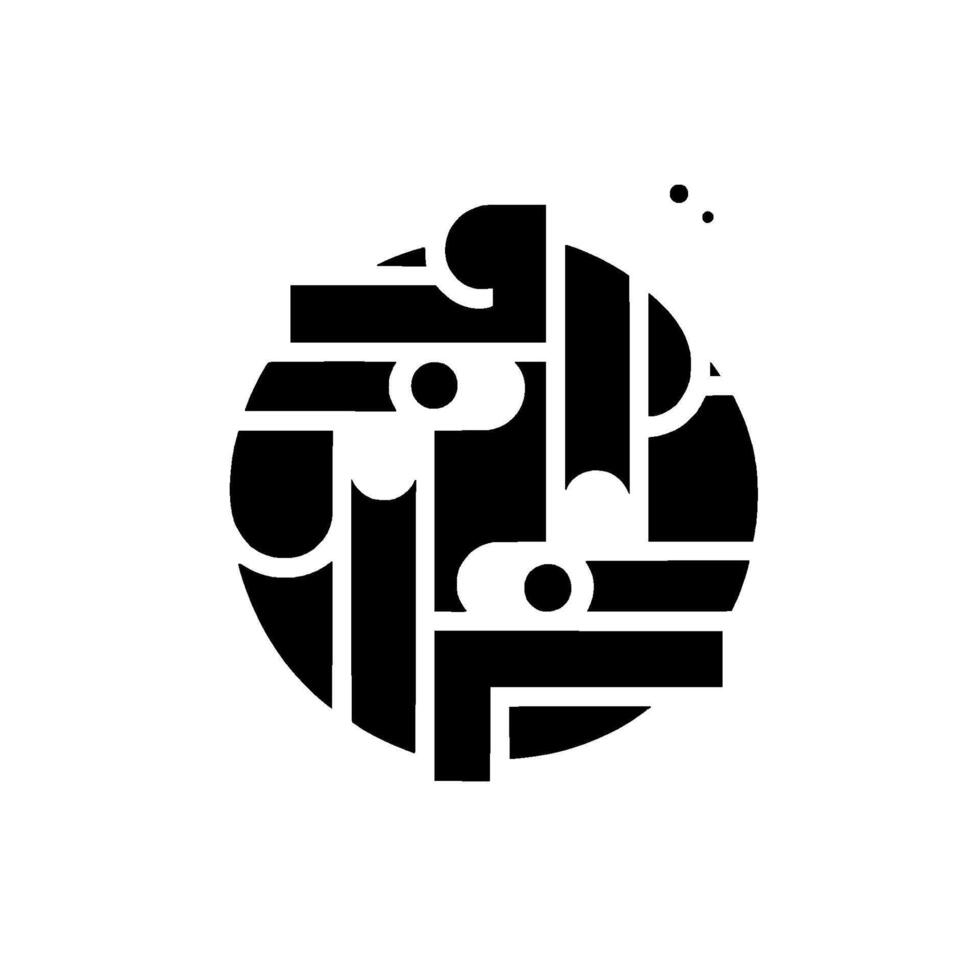 geométrico negro y blanco resumen composición presentando un circular arreglo de rectangular y curvo formas, puntos acentuando un limpiar fondo. vector