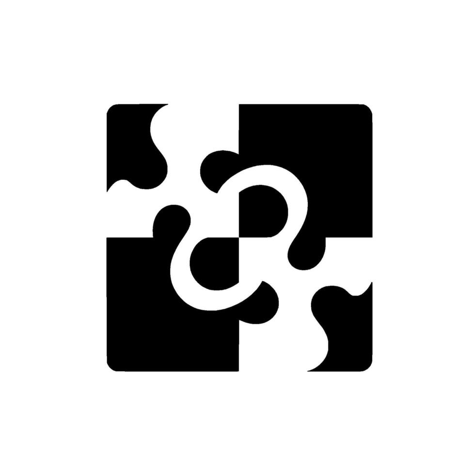 Puzzle Abstract Composition in Black and White, Interlocking Square Pieces, Symbolic of Connection, Problem Solving, and Unity. vector