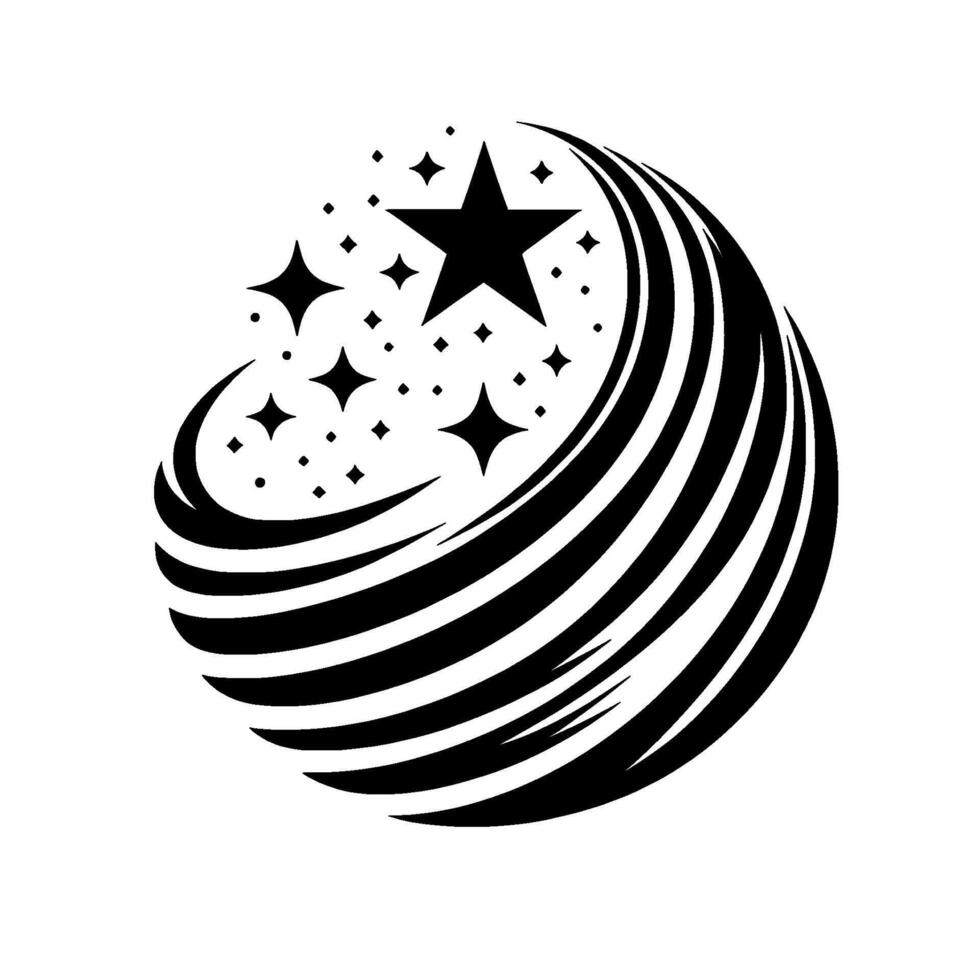 Black and White Starry Constellation Swirl , Illustrating Motion and Celestial Wonder on White Background vector