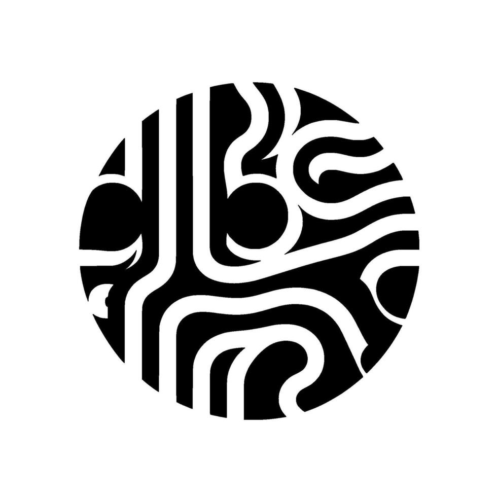 Intricate black and white circular pattern with a modern abstract , featuring interwoven lines and rounded forms. vector
