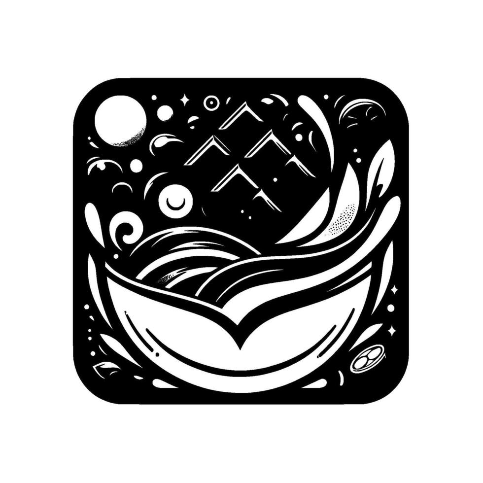 Abstract Monochrome of Chocolate Bar in a Bowl with Decorative Elements, Stars, Splashes, and Fruit Slices. vector