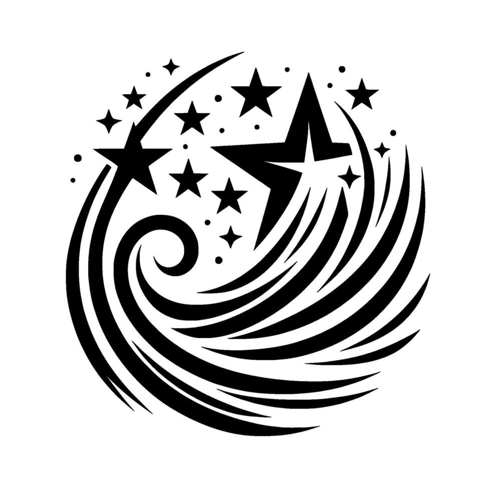 Dynamic Black and White Swirl of Stars A Spiraling Composition with Rising and Falling Elements in a Celestial . vector