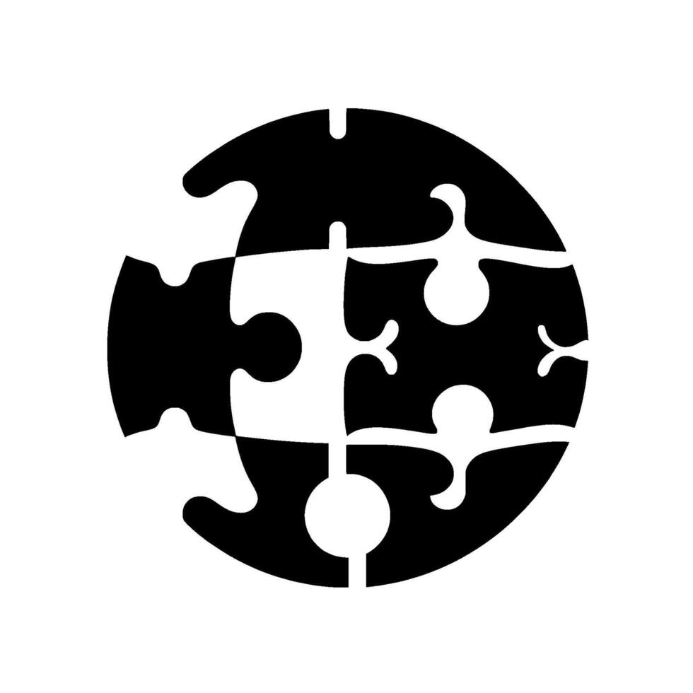 Black and White Puzzle Globe Composition Featuring Interlocking Pieces, Representing Connection and ProblemSolving. vector