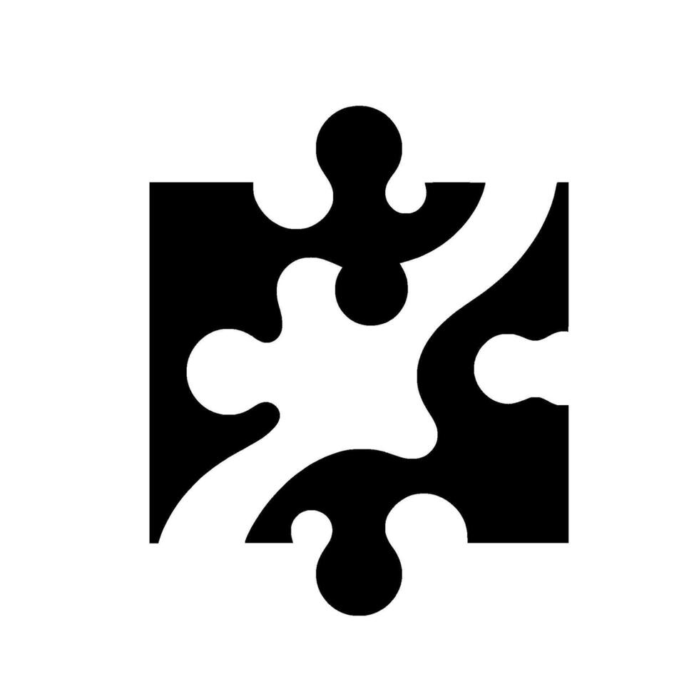 Abstract minimalist representation of a single puzzle piece with a stark contrast of black and white, creating a pattern and graphical . vector