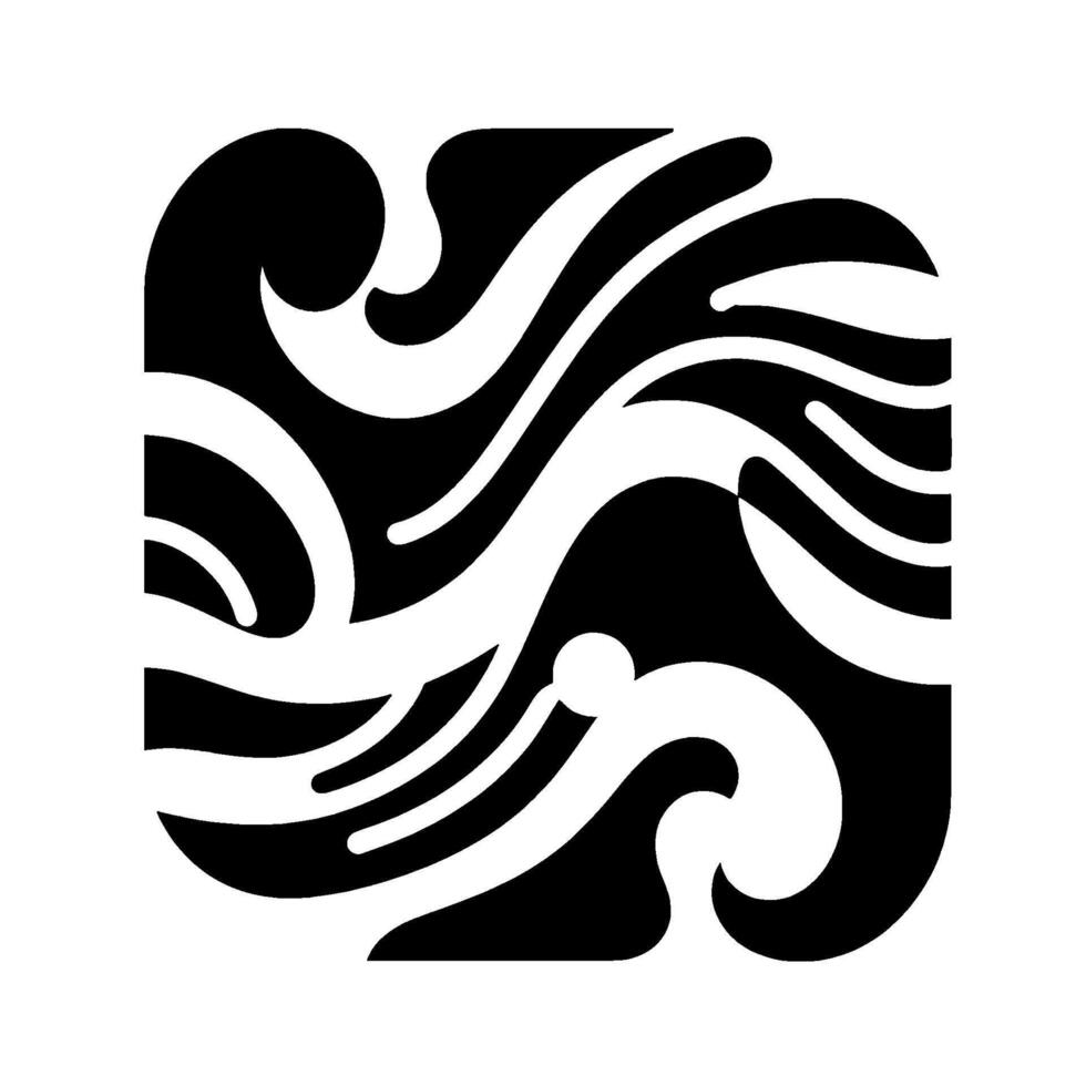 Abstract Square Composition Featuring Swirling Black and White Organic Shapes and Curves. vector