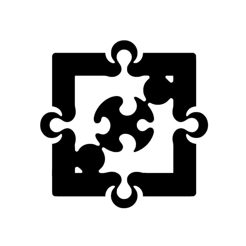 Abstract Illustration of Four Puzzle Pieces Forming a Square, Emphasizing Connectivity and Interdependence, Set Against White. vector