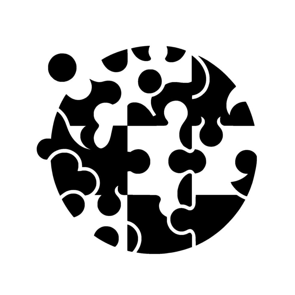 Abstract black and white puzzle composition forming a semicircle, with smooth gradient shading and a soft shadow, on a minimalist white background. vector