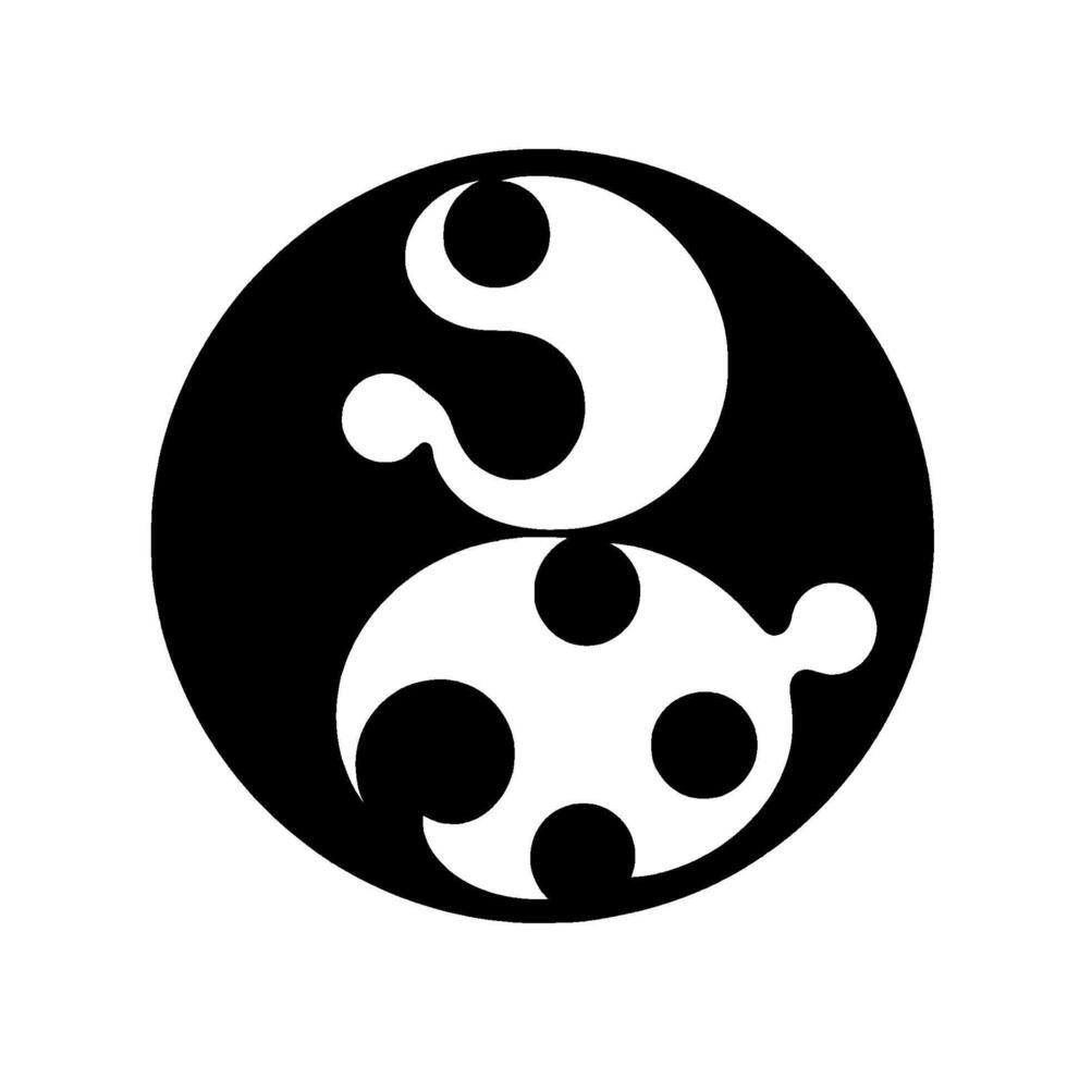 Abstract Yin Yang Symbol with Circular Form, Black White, Organic Shape, Positive and Negative Space. vector