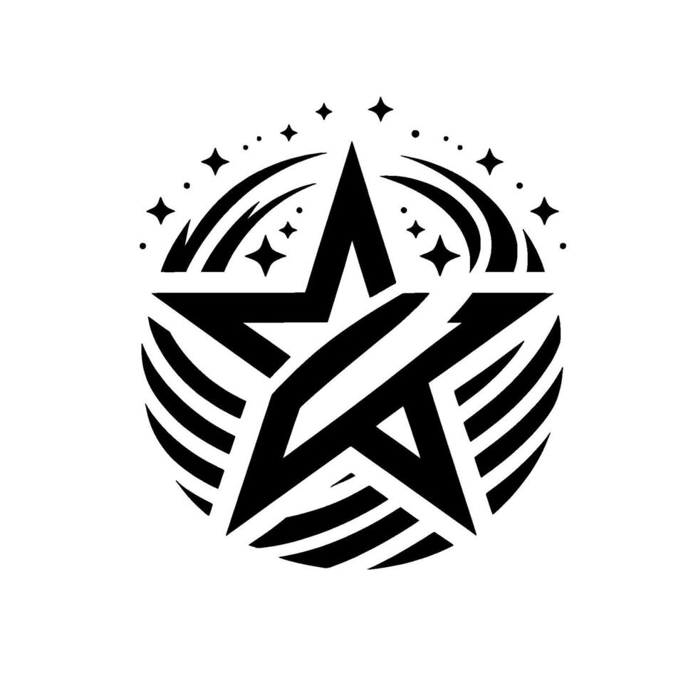 Bold Black Starburst with Striking Geometric , Radiating Energy, and Stellar Elements on a Bright White Background. vector