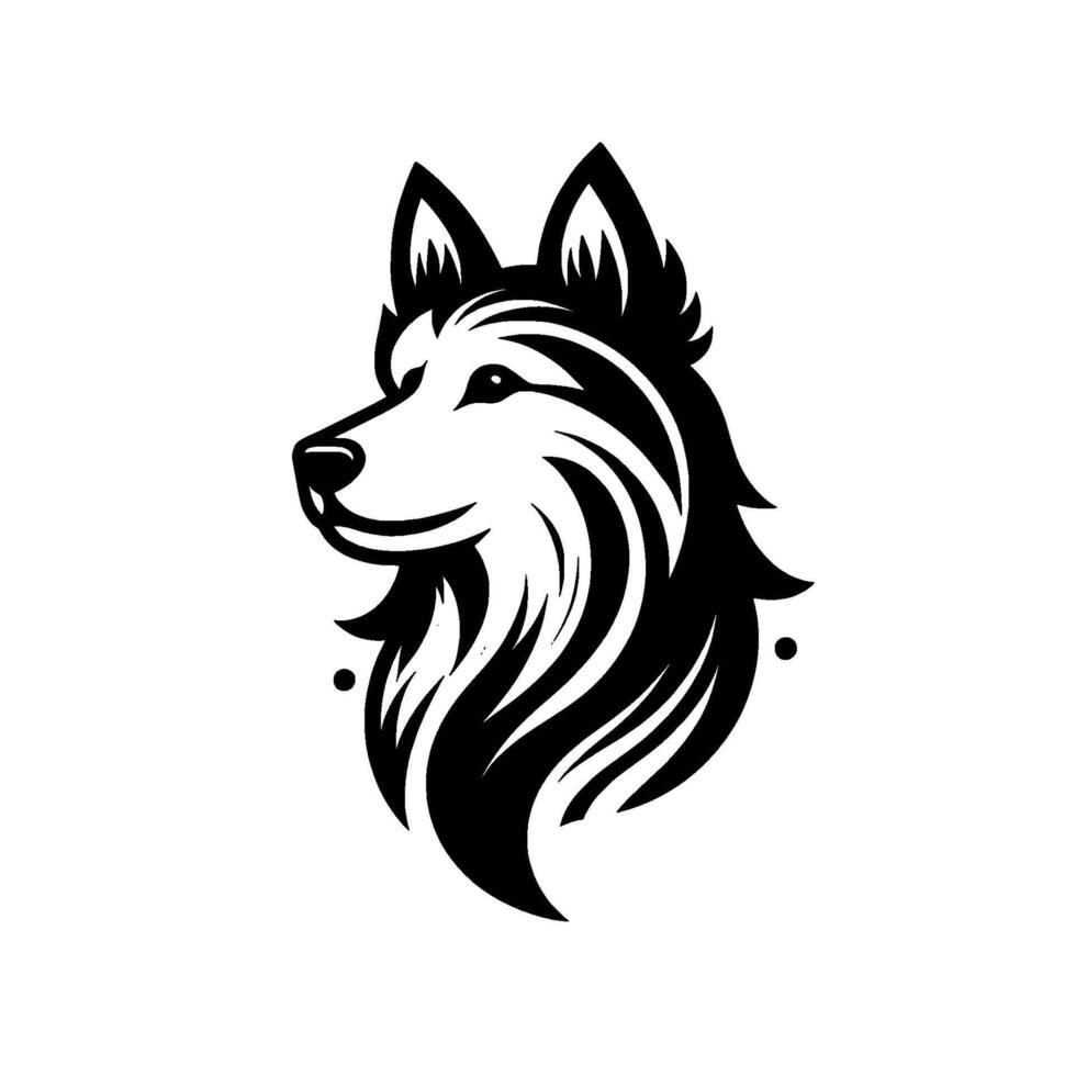 Monochromatic Husky Head Striking Illustration Depicting a Proud and Majestic Siberian Husky with , Layered Fur Against a Clean, White Background. vector